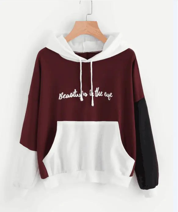 European and American Color Block Hoodie
