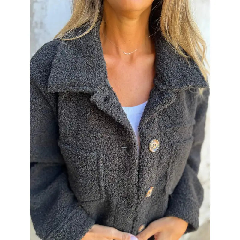Single-Breasted Lamb Wool Coat