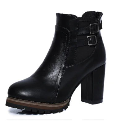 Women's Short Ankle Boots with Double Buckle (One Pair)