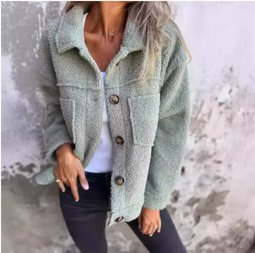 Single-Breasted Lamb Wool Coat