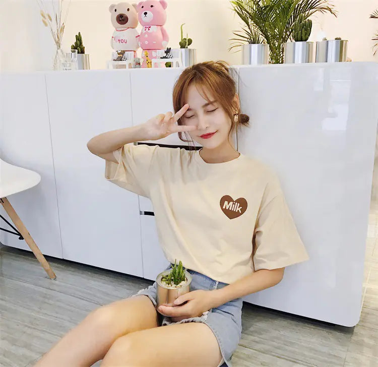 Strawberry and Milk Printed T-Shirts and Tops