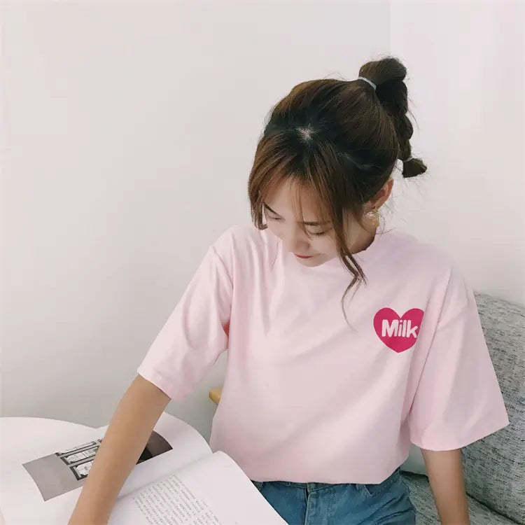 Strawberry and Milk Printed T-Shirts and Tops