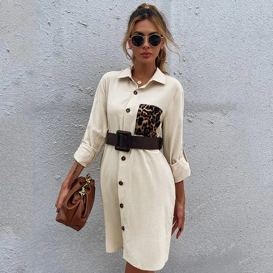 Loose Mid-Length Single-Breasted Skirt with Lapel