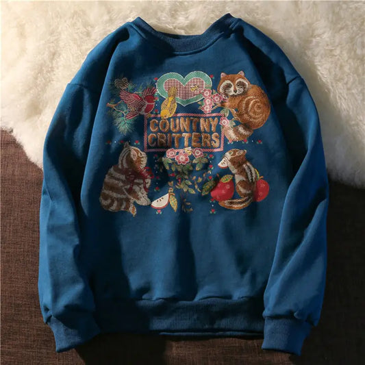 Embroidered Stand Collar Sweater Coat for Women