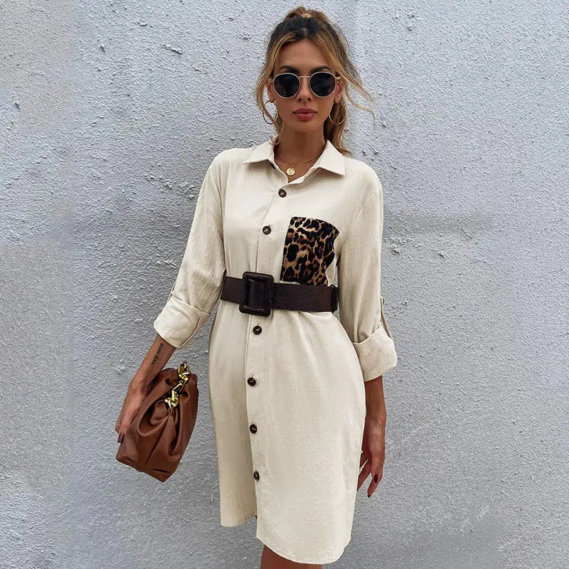 Loose Mid-Length Single-Breasted Skirt with Lapel