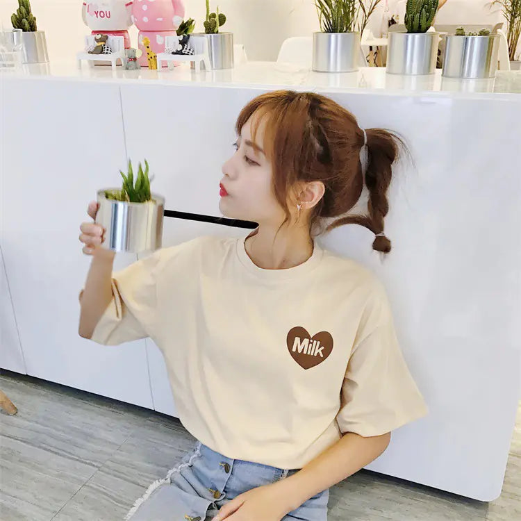 Strawberry and Milk Printed T-Shirts and Tops