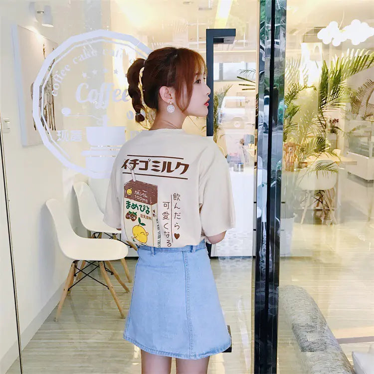 Strawberry and Milk Printed T-Shirts and Tops