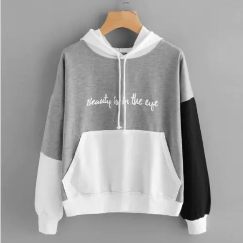 European and American Color Block Hoodie