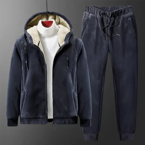 Men's Casual Hoodie Set with Fleece for Fall/Winter