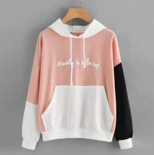 European and American Color Block Hoodie