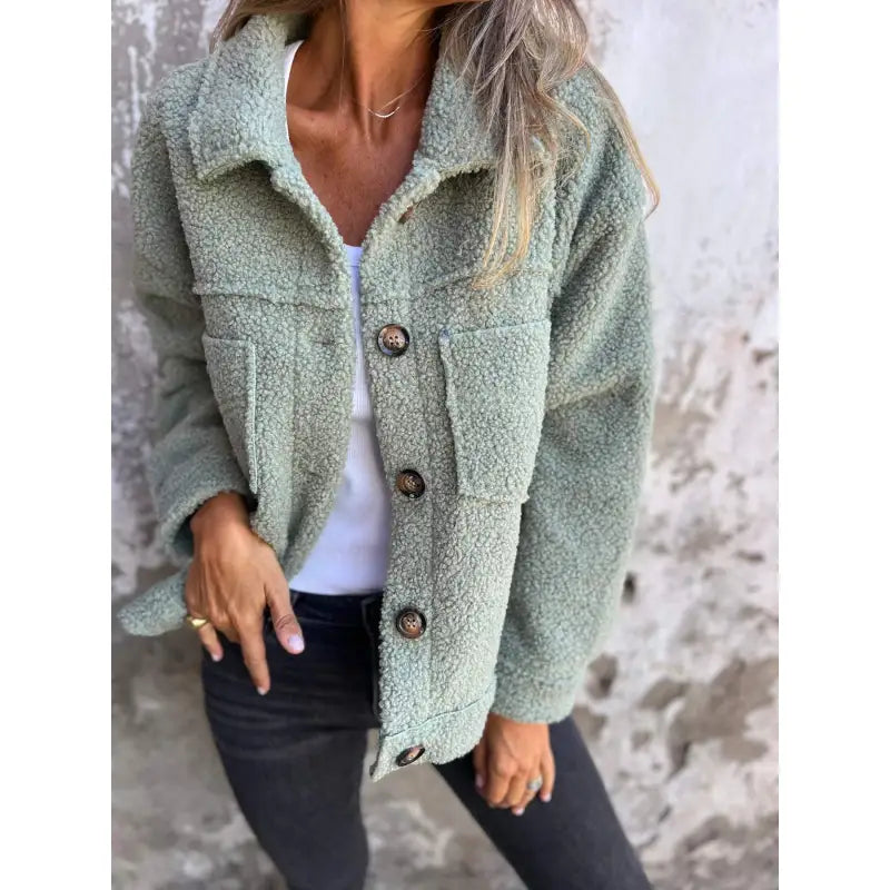 Single-Breasted Lamb Wool Coat