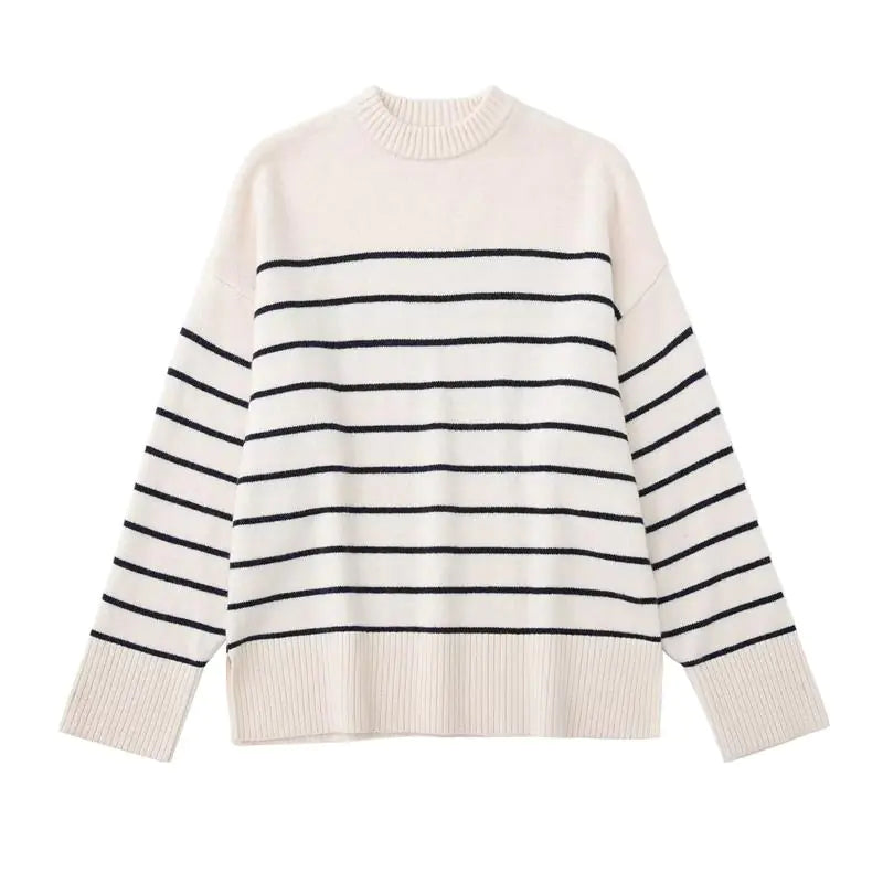 Women's Fashionable Striped Knitted Sweater for Fall/Winter