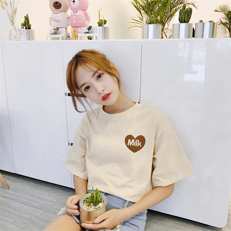 Strawberry and Milk Printed T-Shirts and Tops