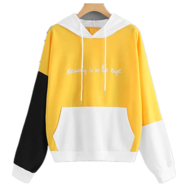 European and American Color Block Hoodie